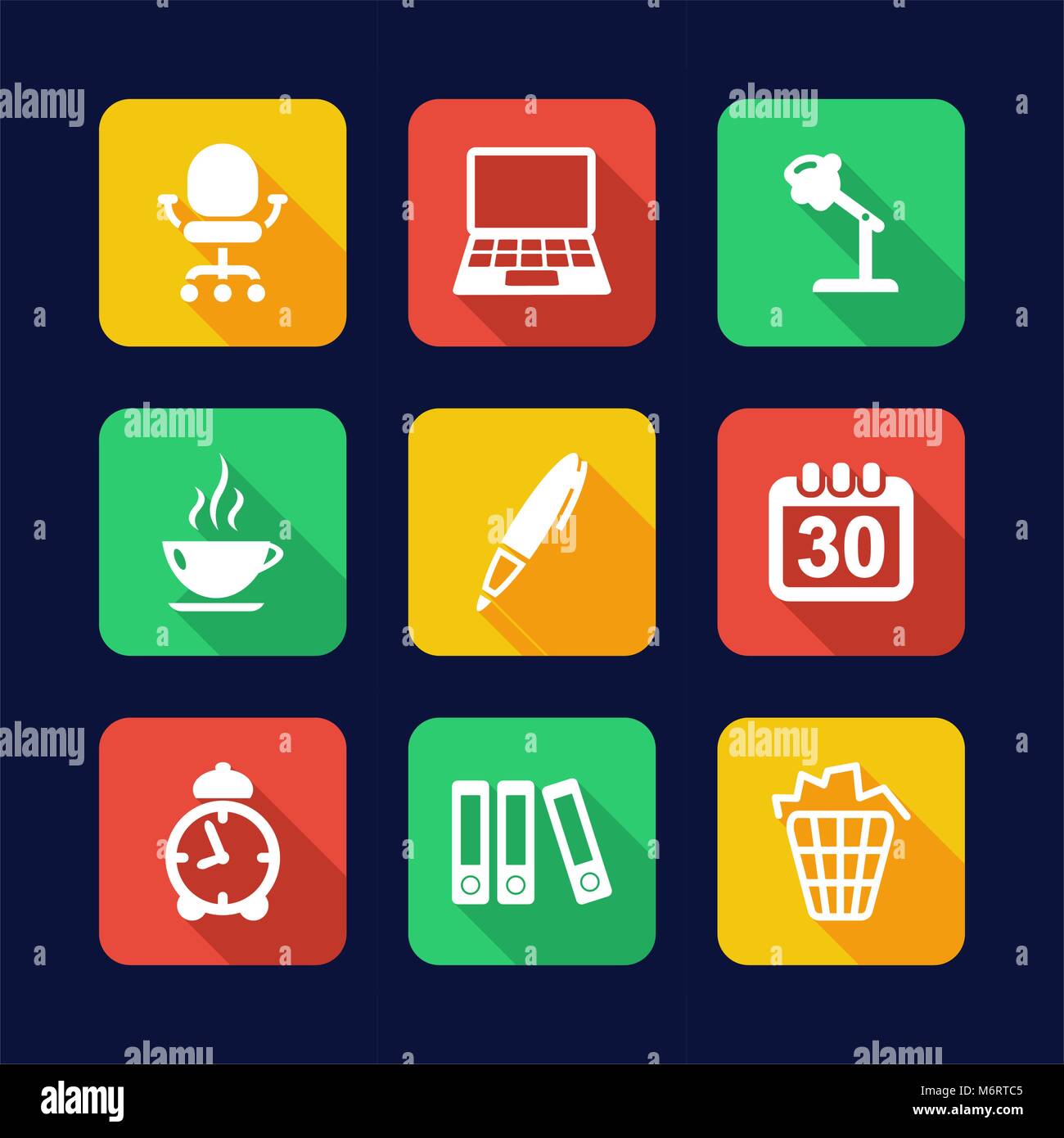 Office Icons Flat Design Stock Vector Image & Art Alamy