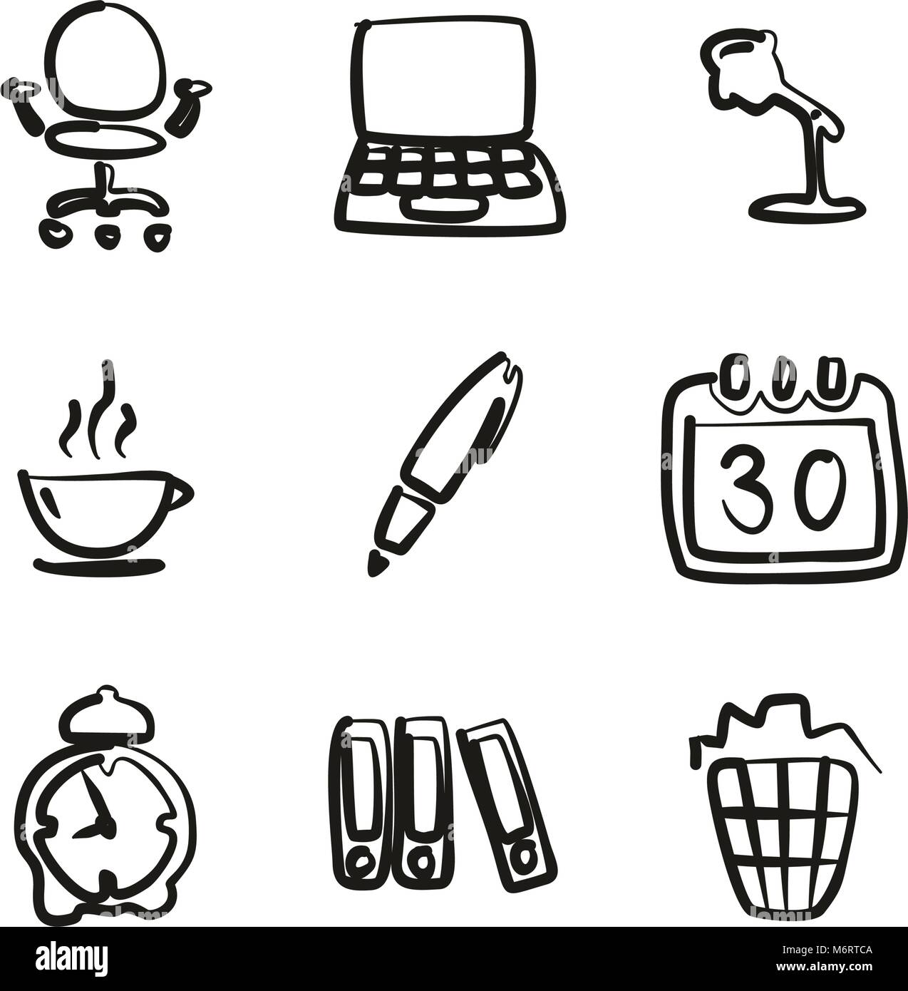 Office Icons Freehand Stock Vector Image & Art Alamy