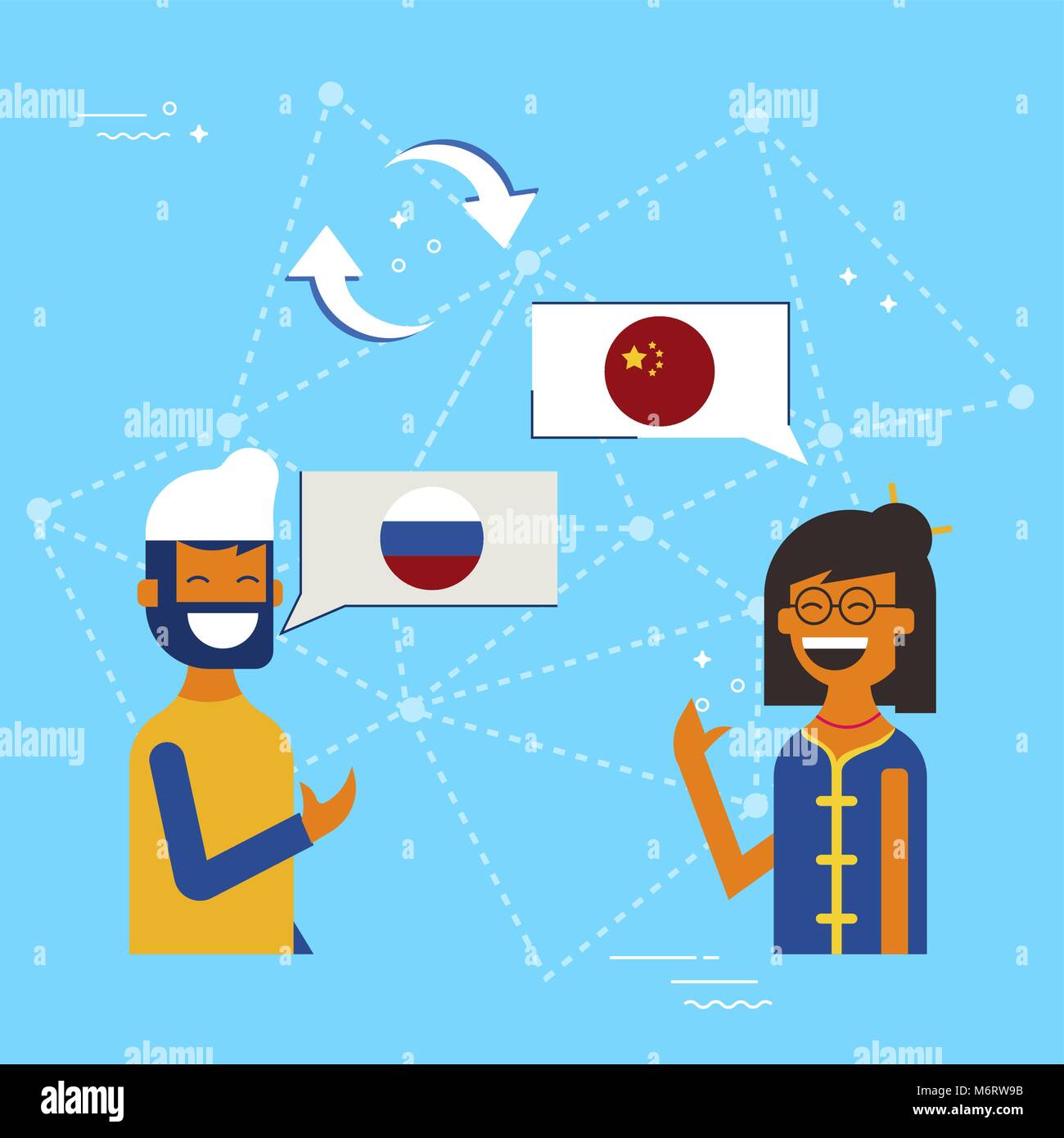 International communication translation concept illustration. Friends ...