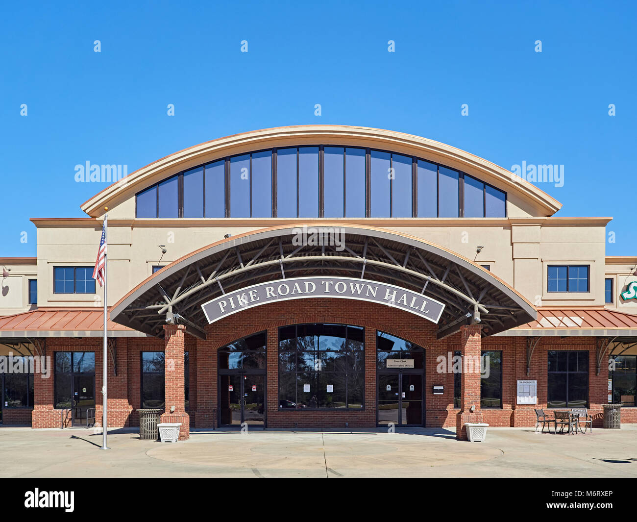 Pike Road Town Hall entrance in the small town of Pike Road, Alabama, USA. Stock Photo