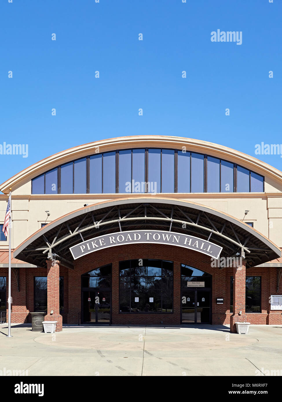 Pike Road Town Hall entrance in the small town of Pike Road, Alabama, USA. Stock Photo