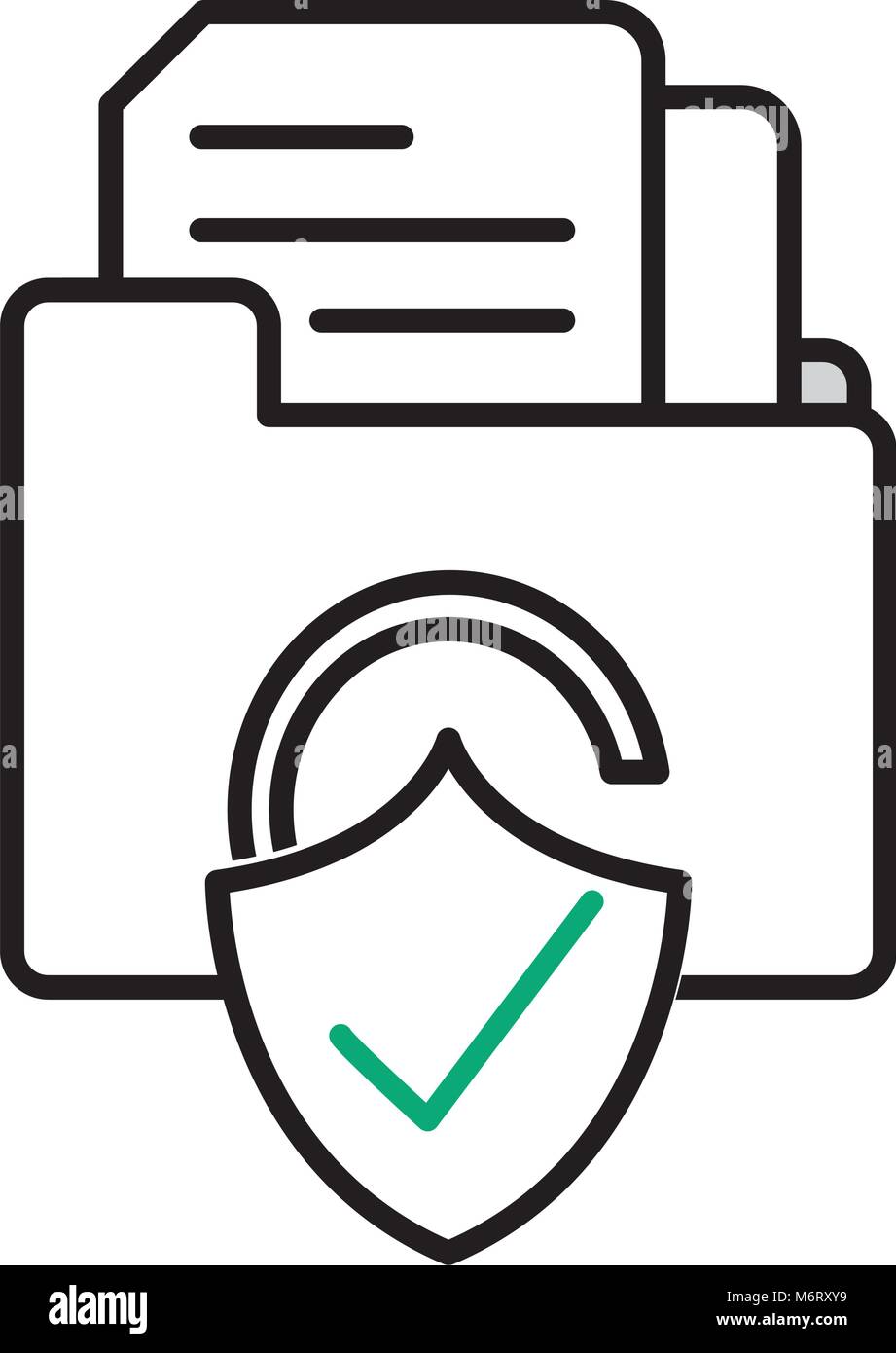line file folder with document and padlock security vector illustration ...