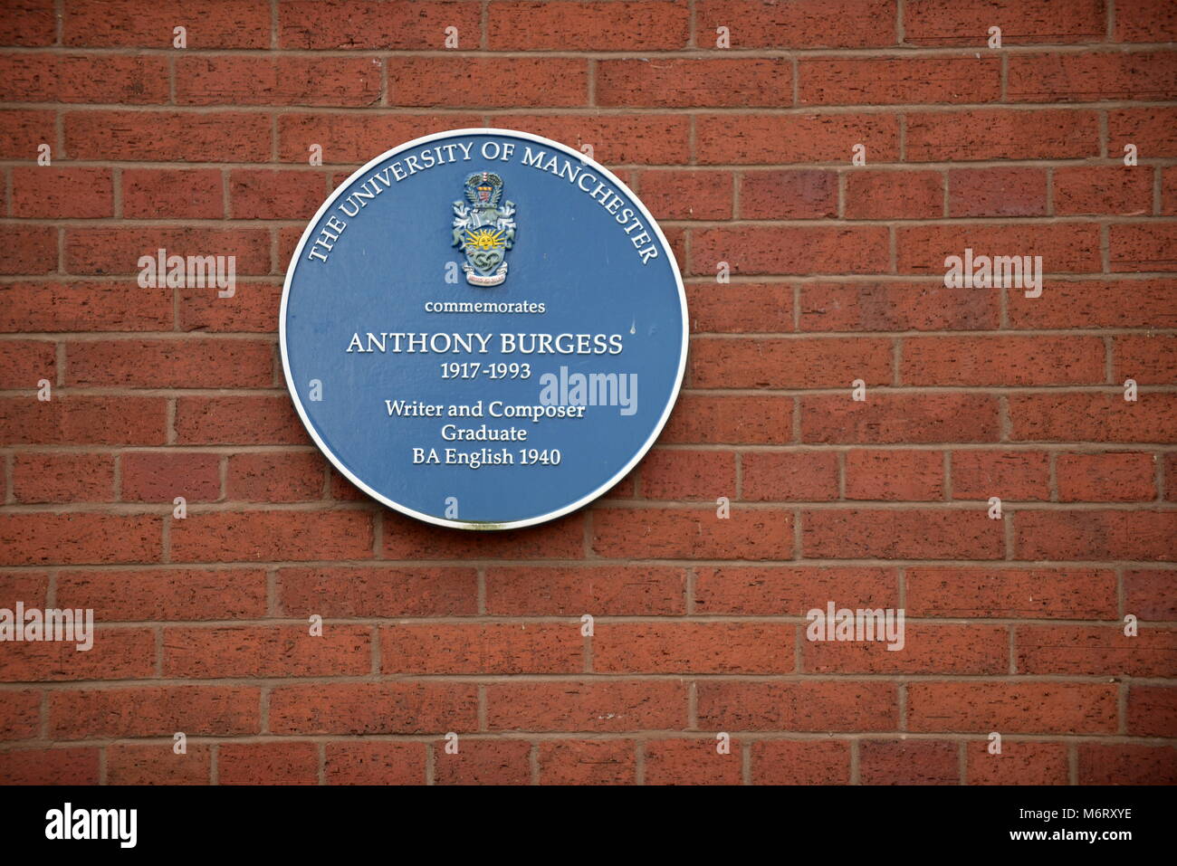 Anthony Burgess blue plaque Stock Photo