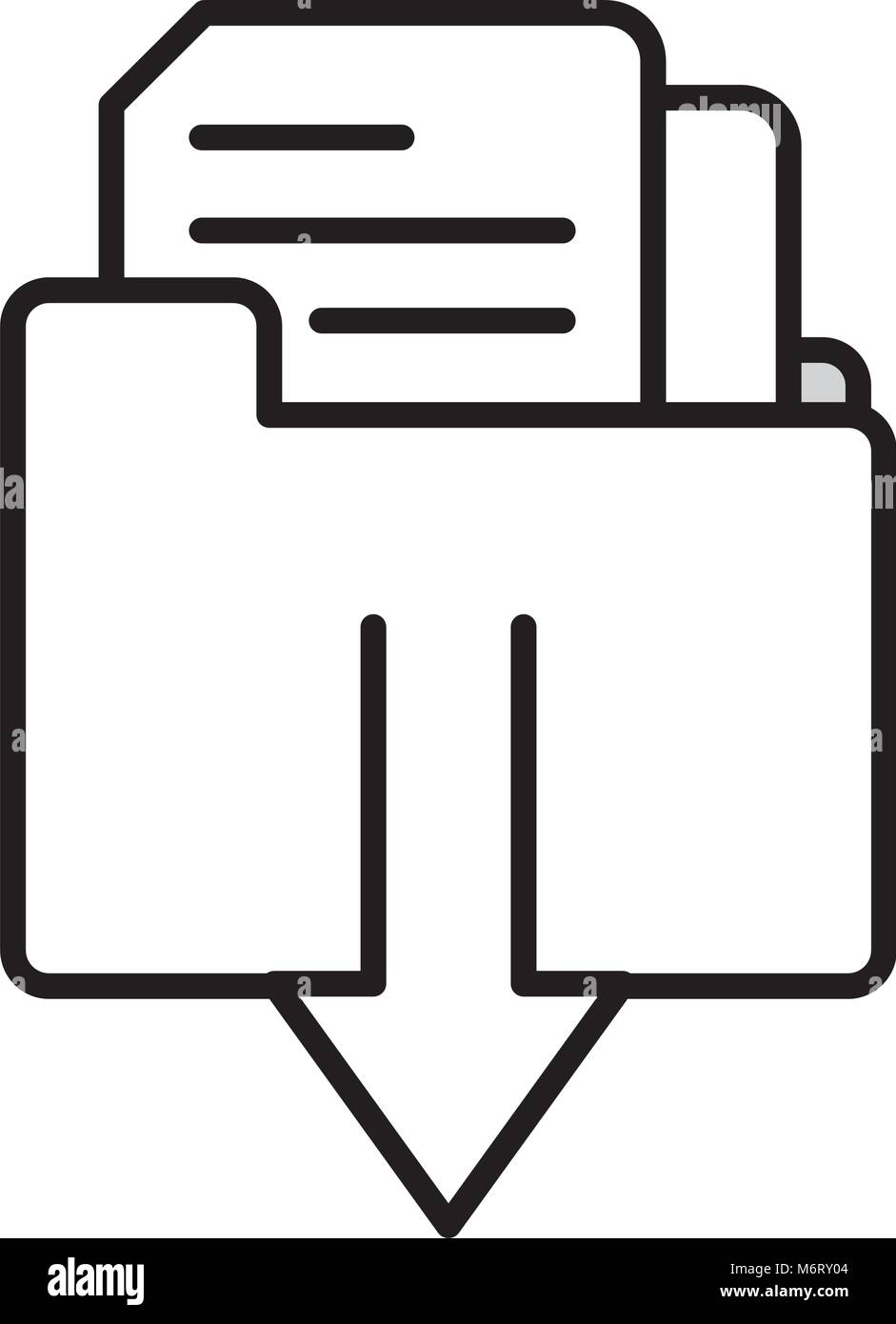 line file folder downloading documents information vector illustration