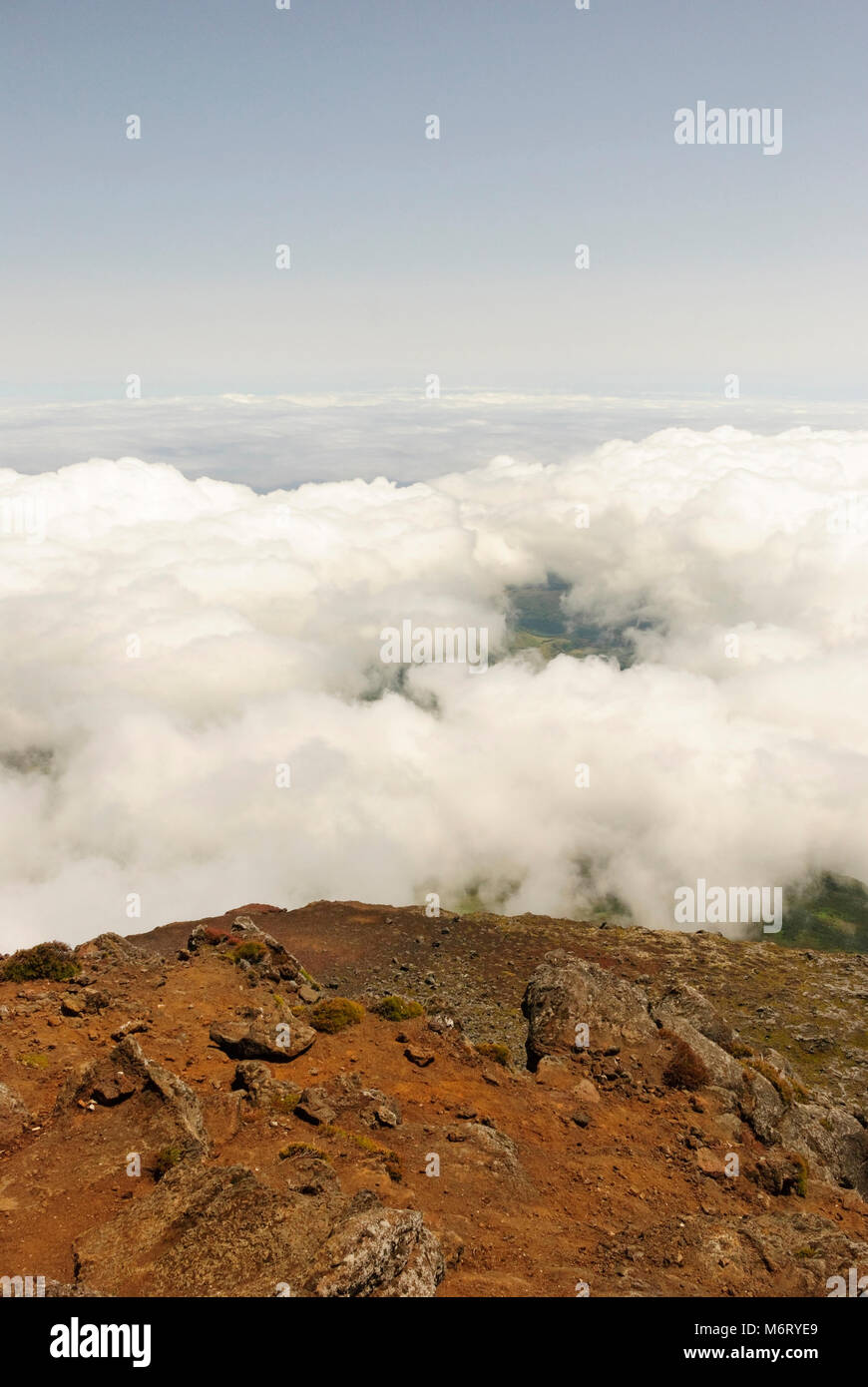 Azores Rye View from Pico mountain over its volcanic crater, Pico island, Azores ...