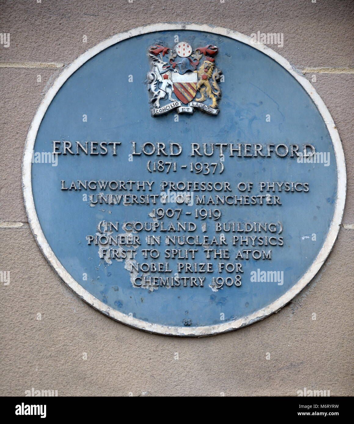 Ernest Rutherford Blue Plaque Stock Photo