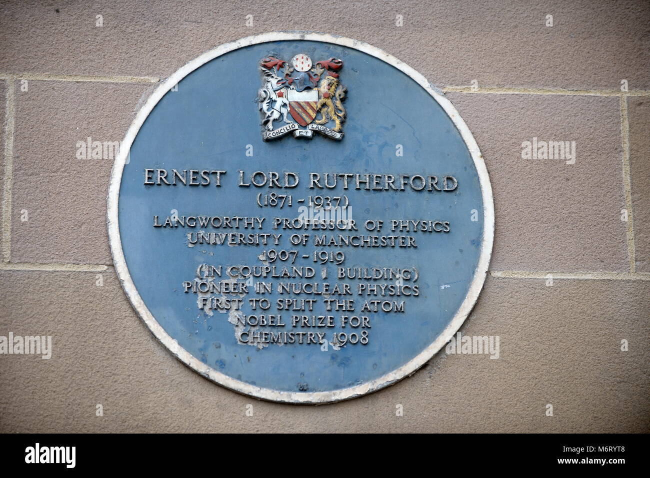Ernest Rutherford Blue Plaque Stock Photo
