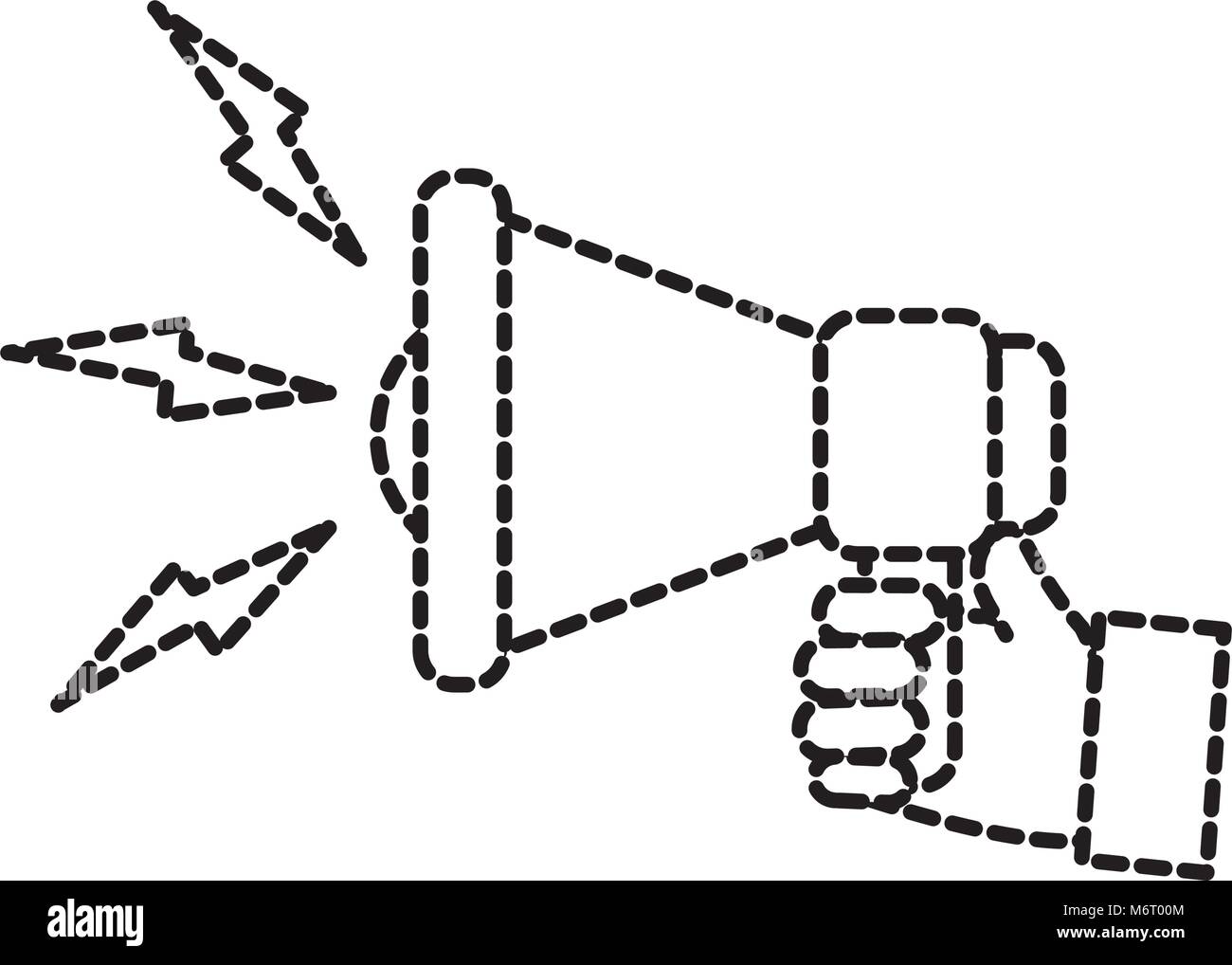 dotted shape man hand with megaphone sound message vector illustration ...