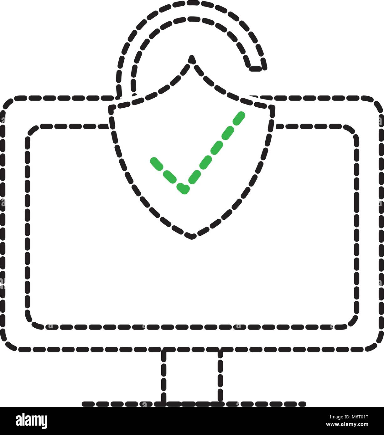 dotted shape computer technology with padlock good security vector ...