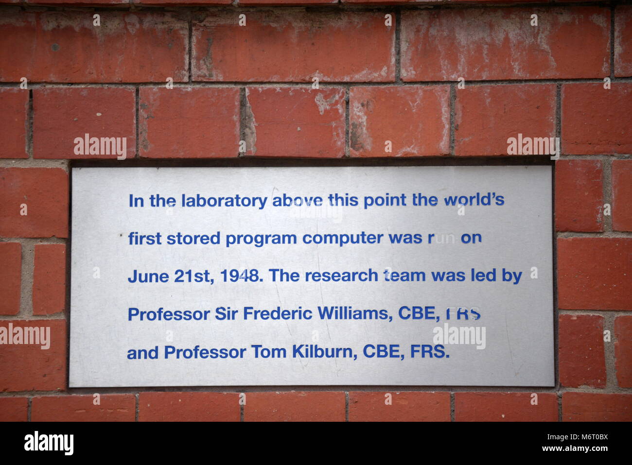 World's first computer plaque Stock Photo