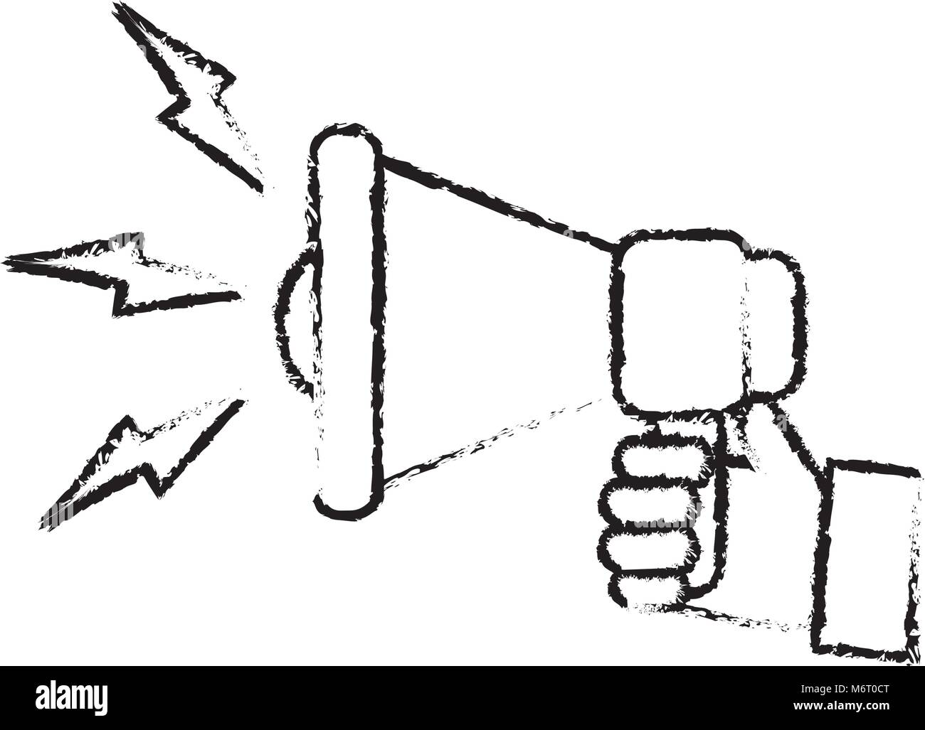 grunge man hand with megaphone sound message vector illustration Stock ...