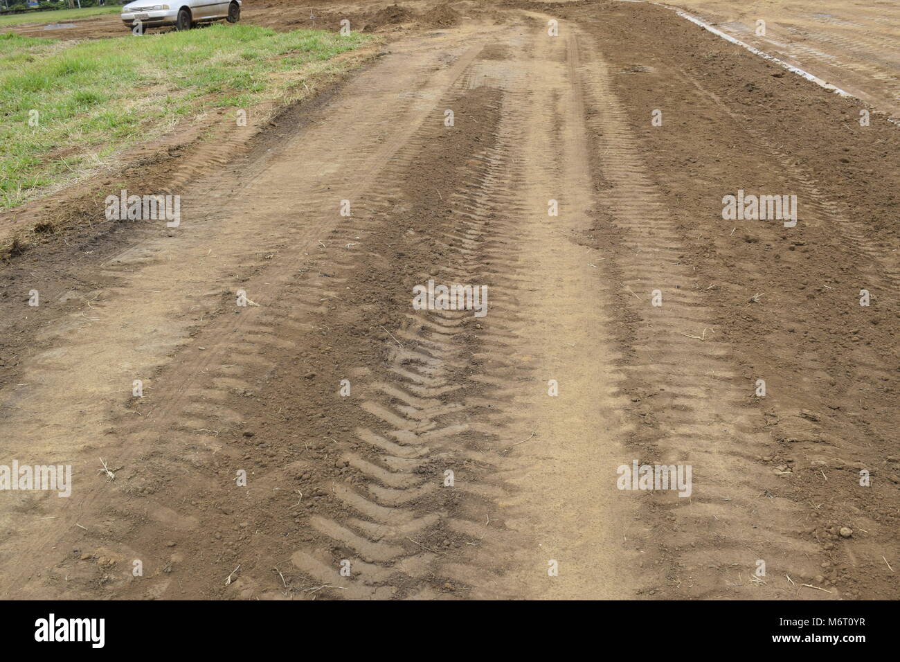 Tractor tire mark on the ground Stock Photo Alamy