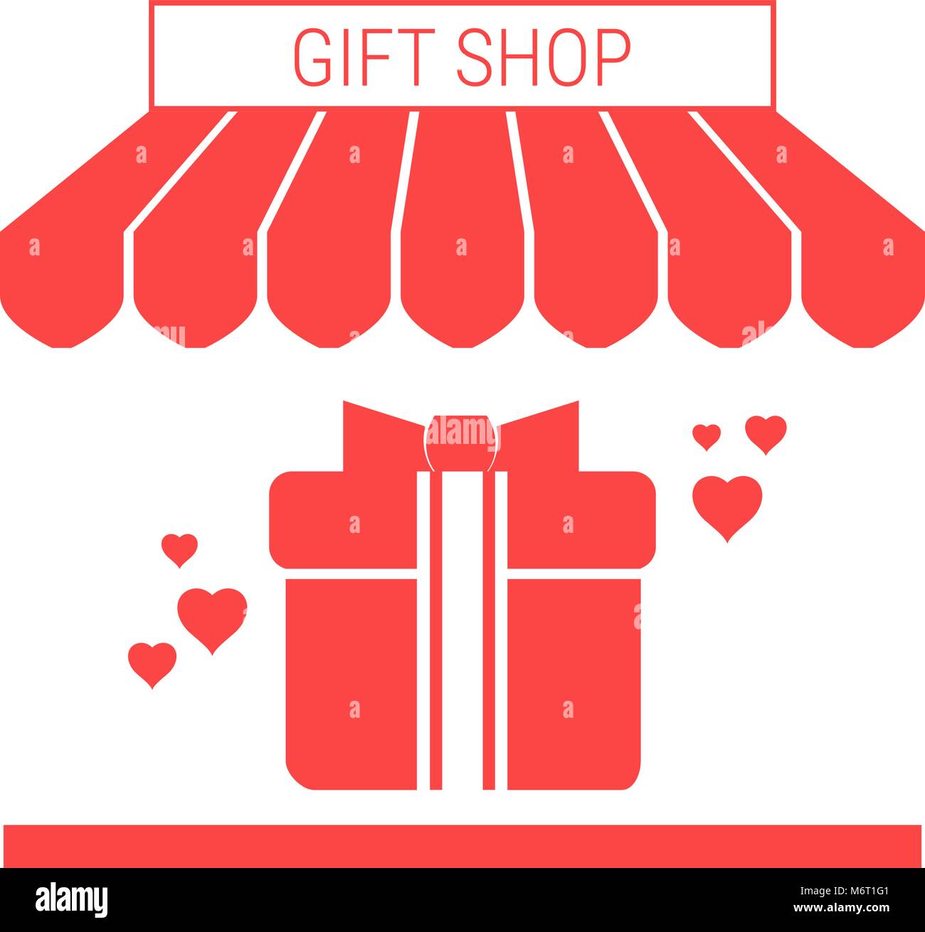 Gift Shop Single Flat Vector Icon Striped Awning And Signboard Stock Vector Image Art Alamy