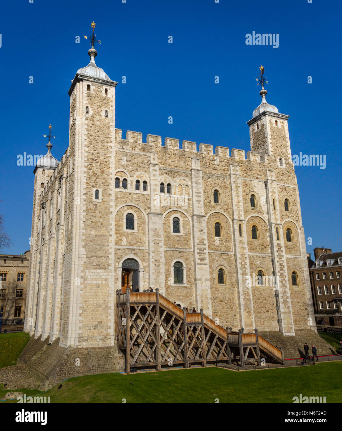 The white tower found within the historic tower of London site in the United Kingdom Stock Photo