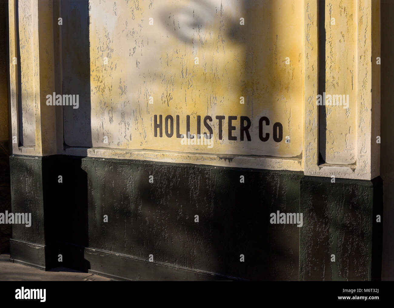 Artistic Hollister Co. sign at the Town Center Mall in Las Vegas, Nevada. Stock Photo