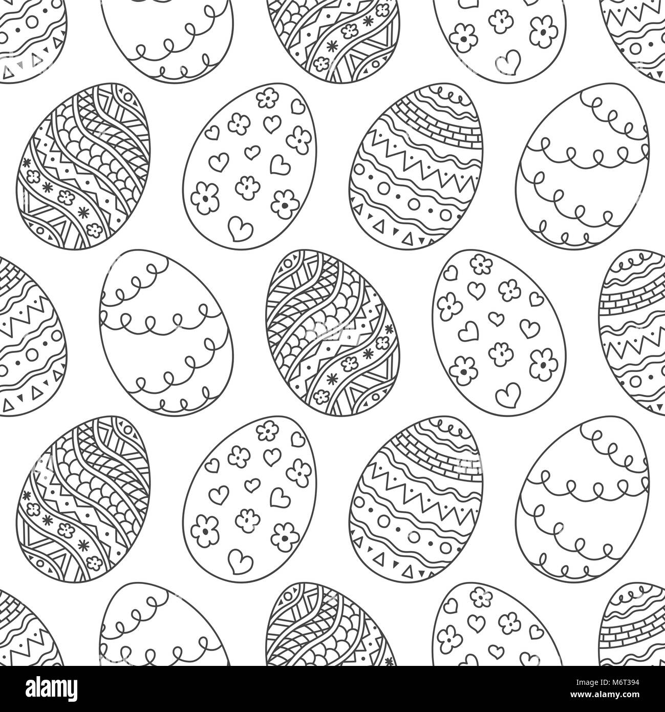 Vector Easter eggs pattern. Easter seamless background. Holiday coloring page book from doodle Easter eggs Stock Vector Image & Art - Alamy