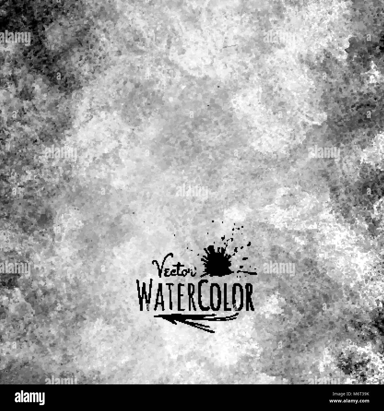 Abstract vector hand drawn black and white watercolor background Stock Vector