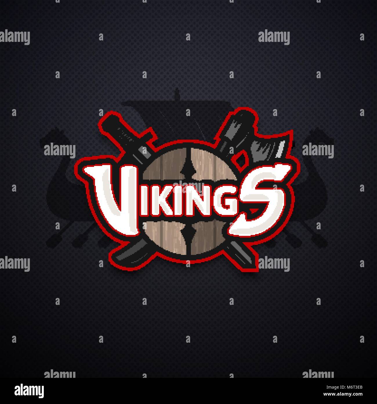 Vikings sport logo, dark vector emblem Stock Vector