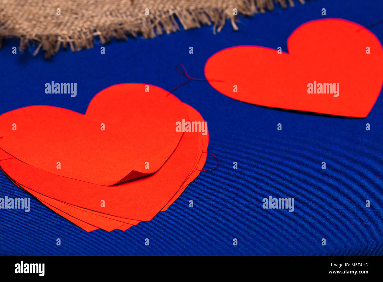 Symbol of love on sweet blue background, greeting card, Flat design ...