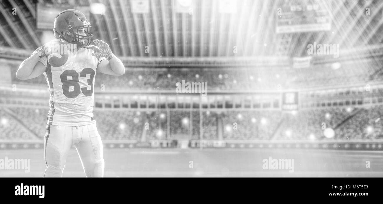 one quarterback american football player throwing ball isolated on big