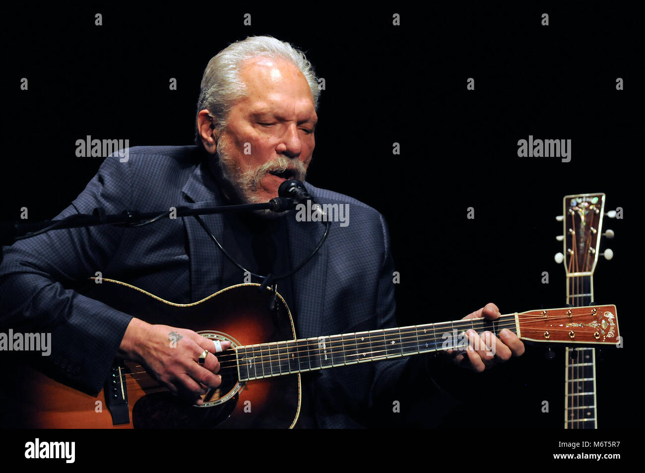 February 28, 2018 - Melbourne, Florida, United States - Jorma Kaukonen, an American blues, folk, and rock guitarist, performs on February 28, 2018 in  Stock Photo