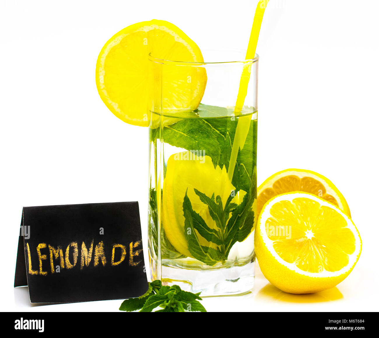 Glass of lemonade isolated on white background Stock Photo Alamy