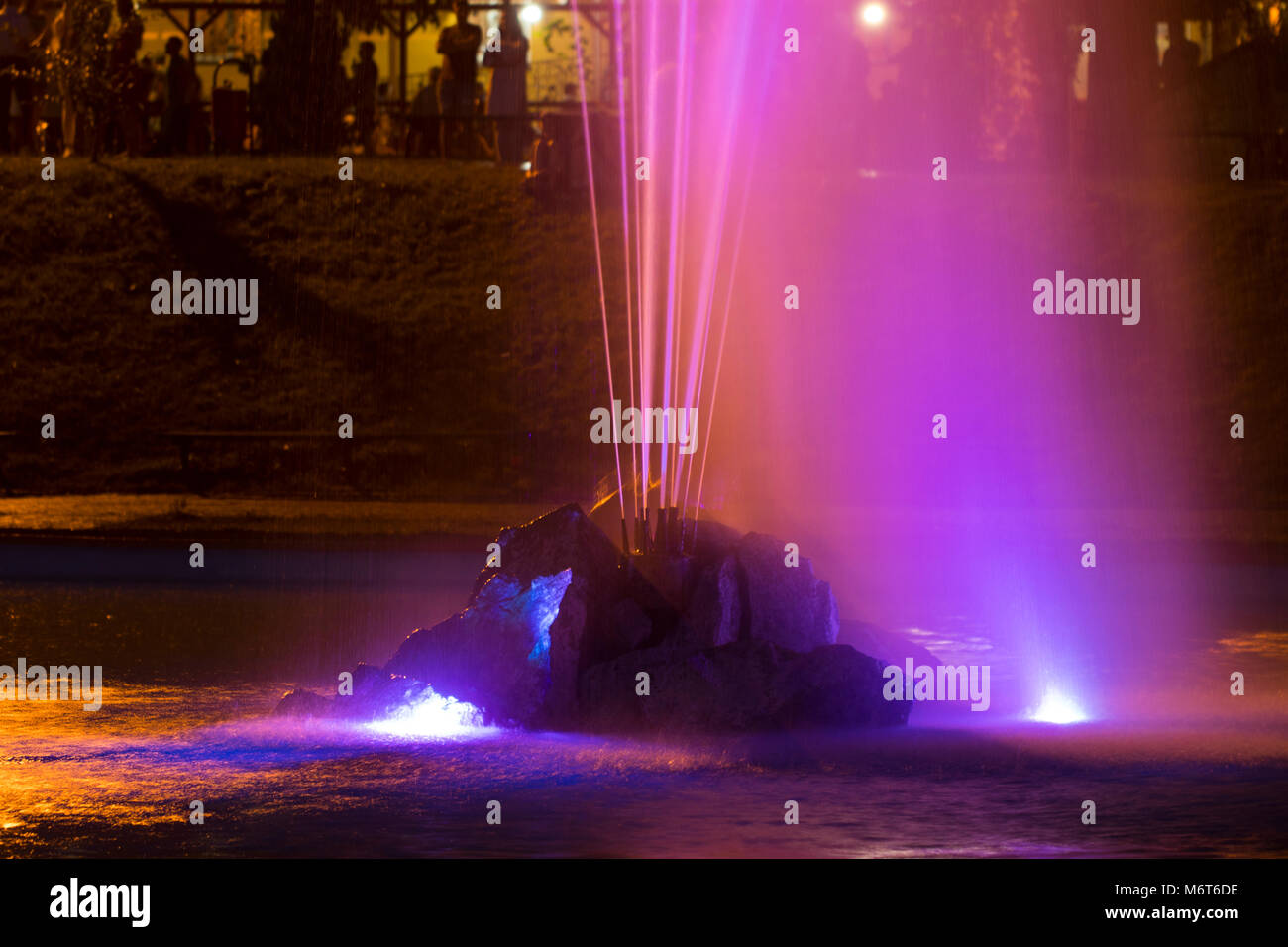 fountain with colorful illuminations at night. Ukraine Stock Photo - Alamy