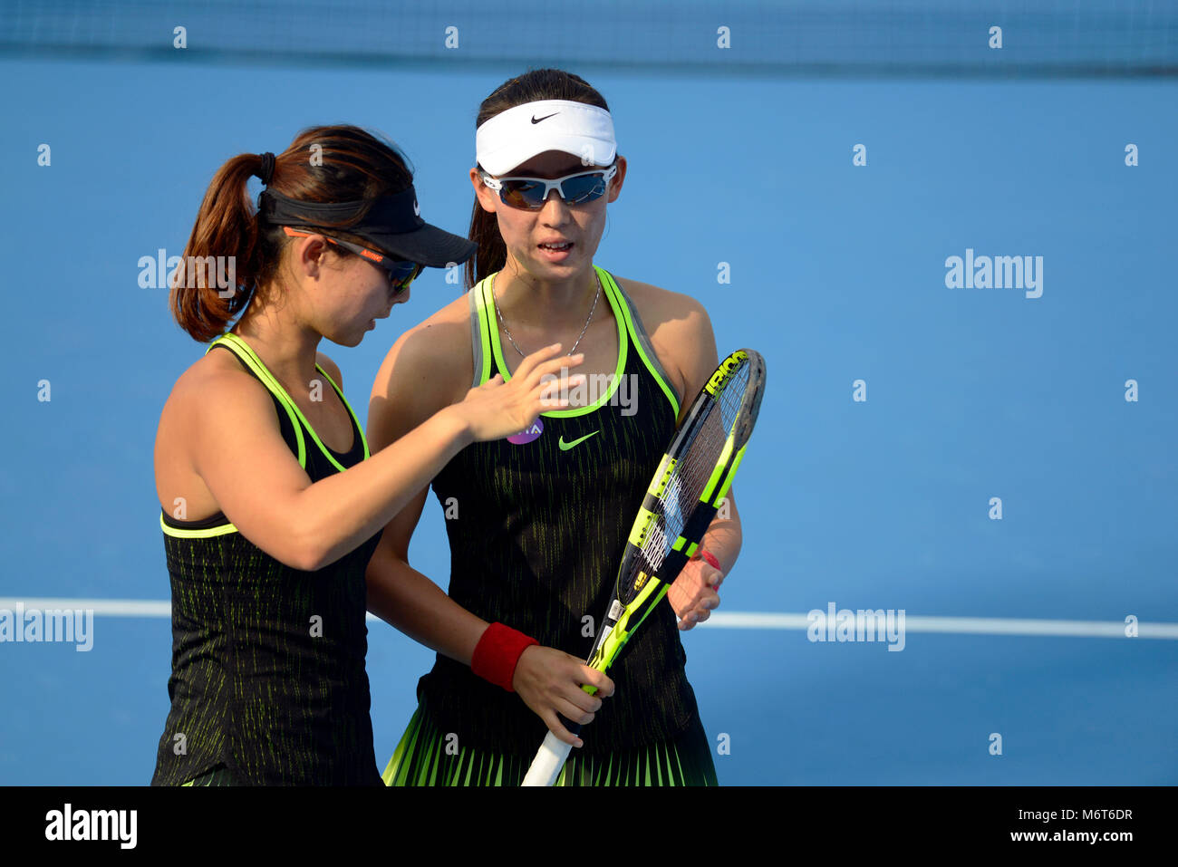 China's Xu Yifan and Zheng Saisai play Vania King and Monica Niculescu