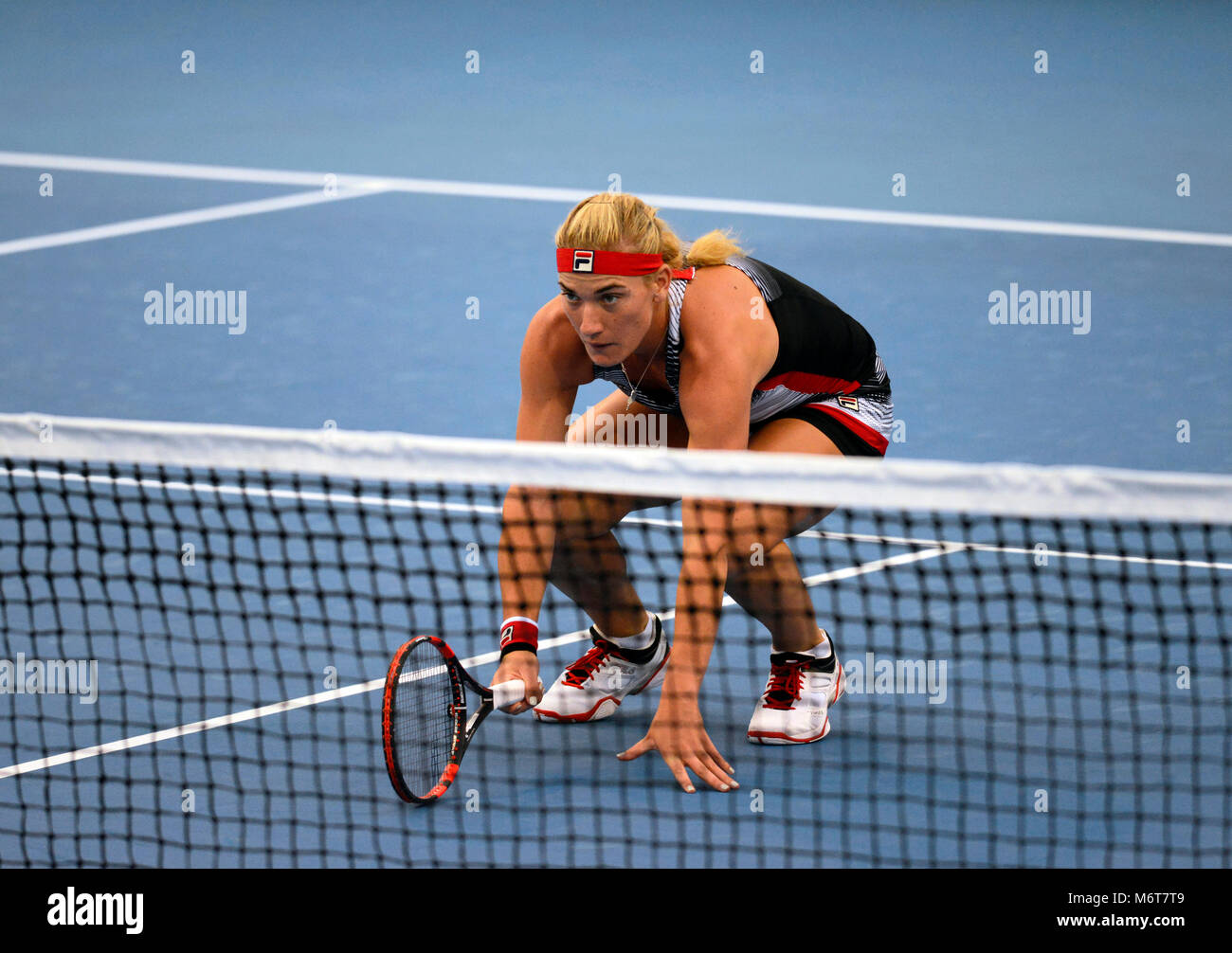 Timea Babos of Hungary partners with Yaroslava Shvedova of Russia in