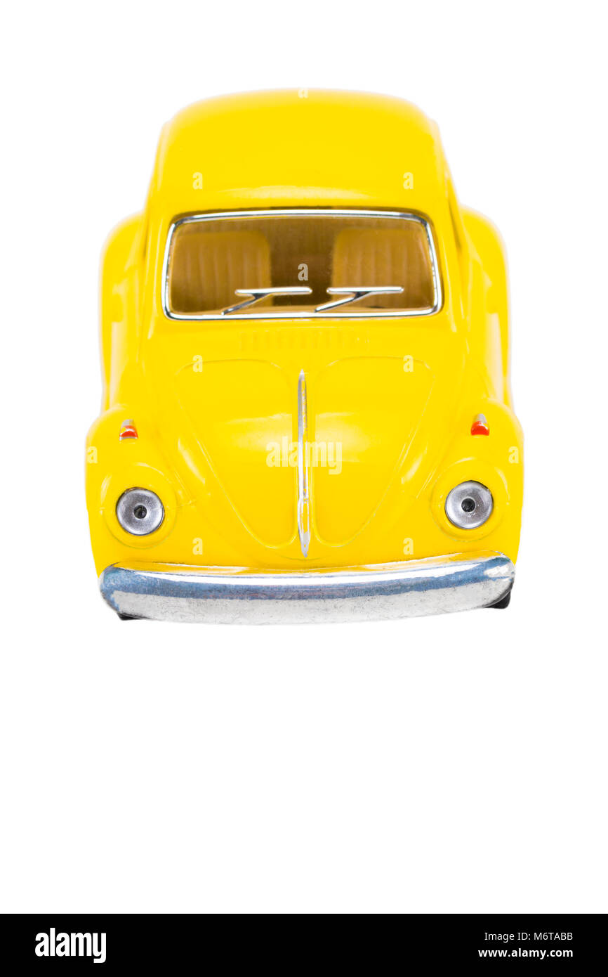 The Yellow retro car isolated on white background Stock Photo - Alamy