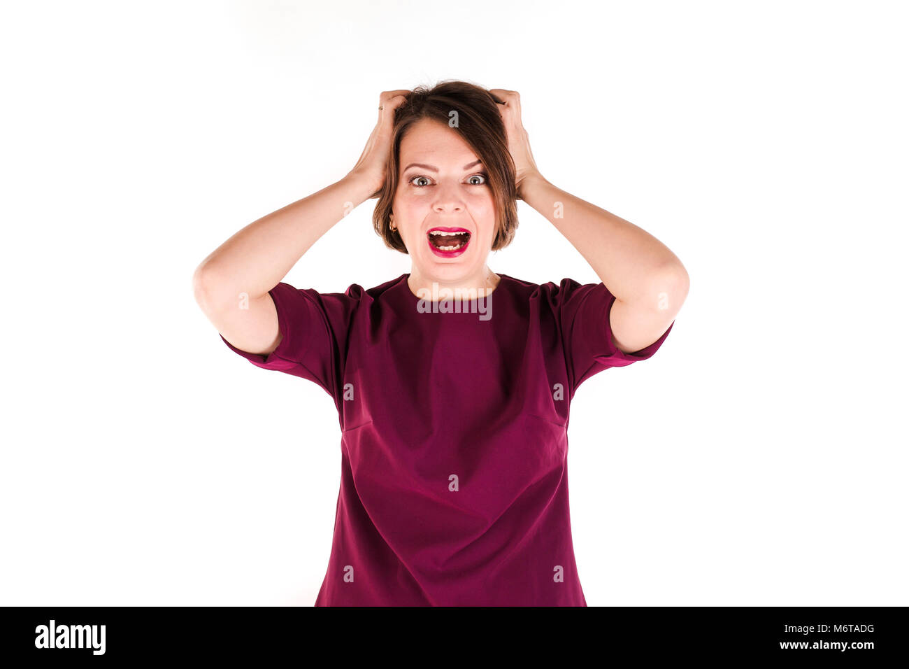 Business woman frustrated and stressed with work. Work stress concept. Stock Photo