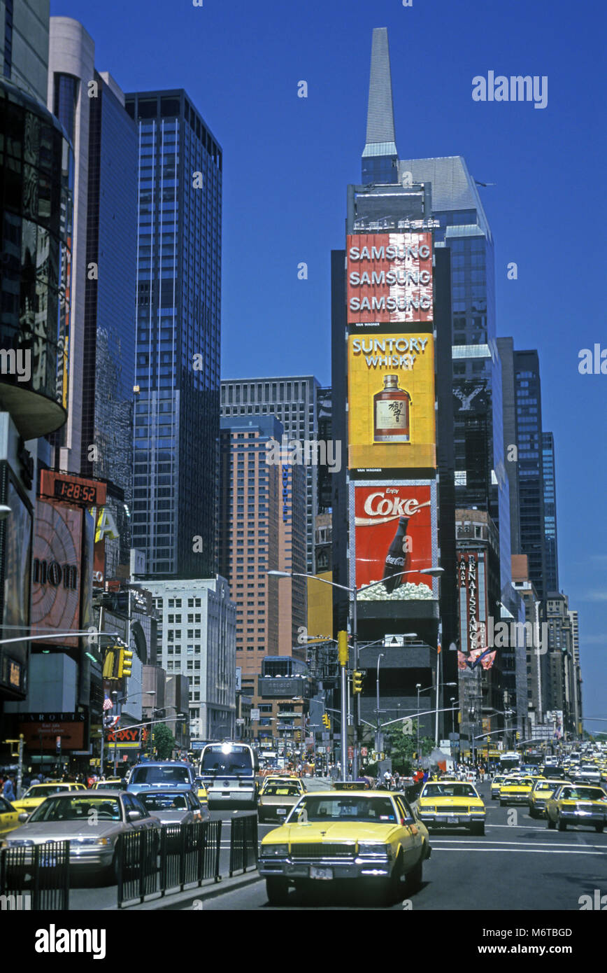 1992 HISTORICAL YELLOW TAXI CABS TIMES SQUARE MANHATTAN NEW YORK CITY