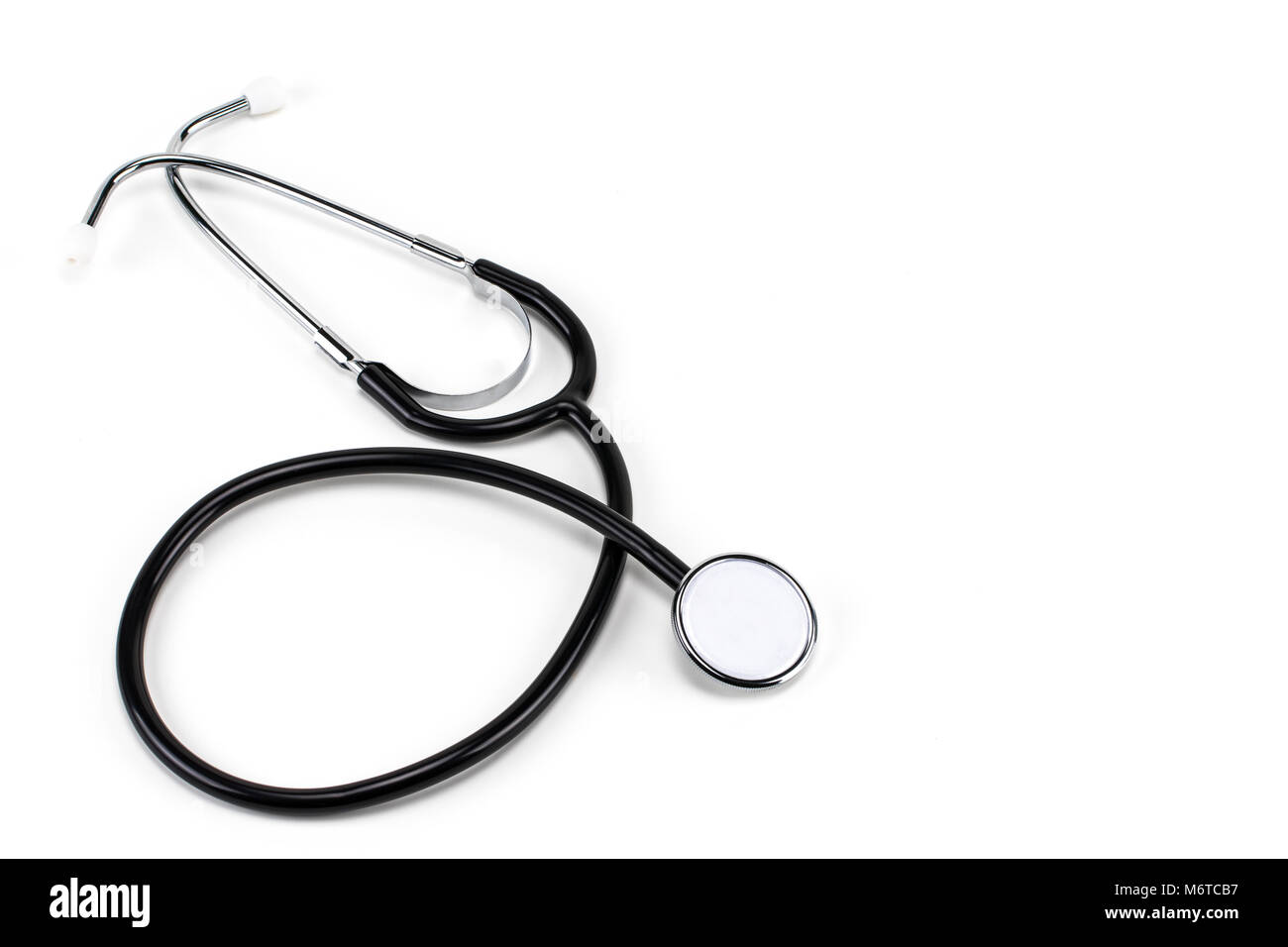 Close up view of black stethoscope isolated on white background Stock ...