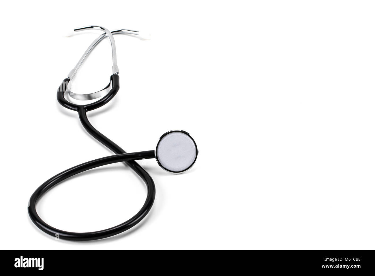 Close up view of black stethoscope isolated on white background Stock ...