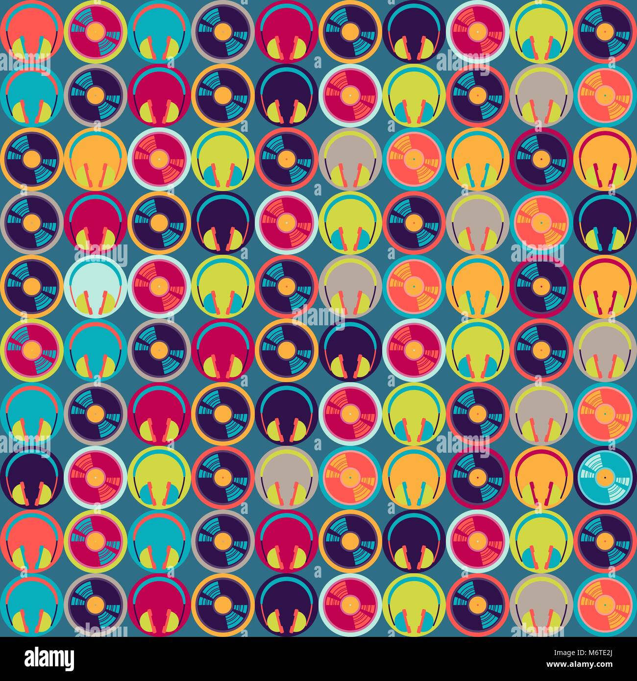 Seamless pattern with headphones and vinyl record Stock Vector Image ...