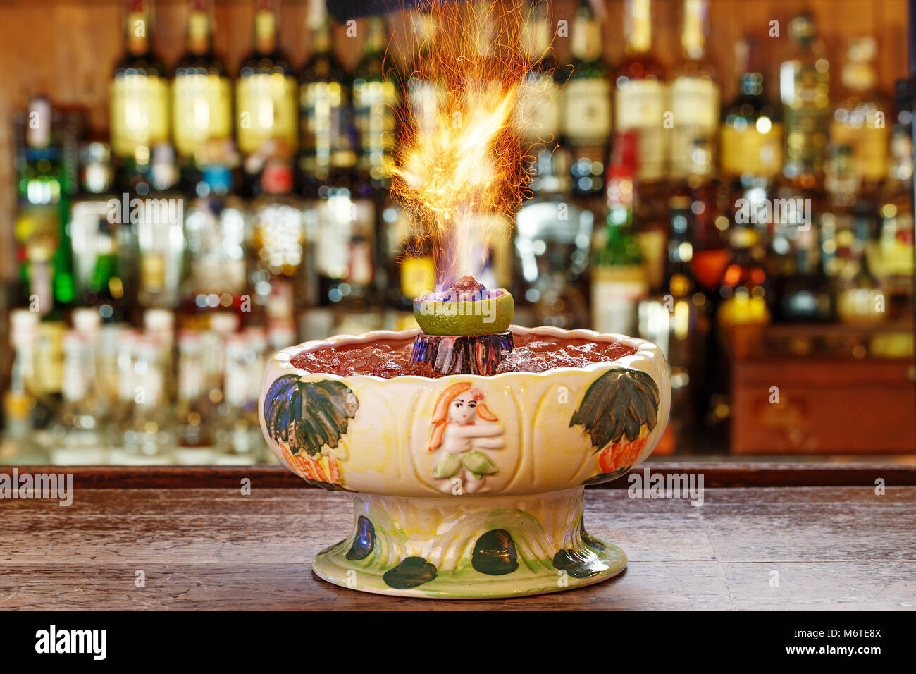 Classic American cocktail Zombie. Based on several types of rum