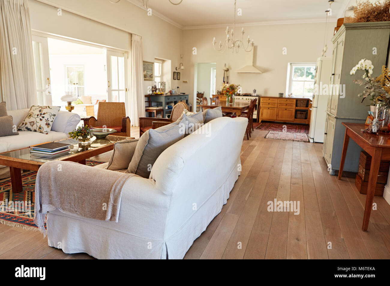 Interior of the lounge area in a country style home Stock Photo