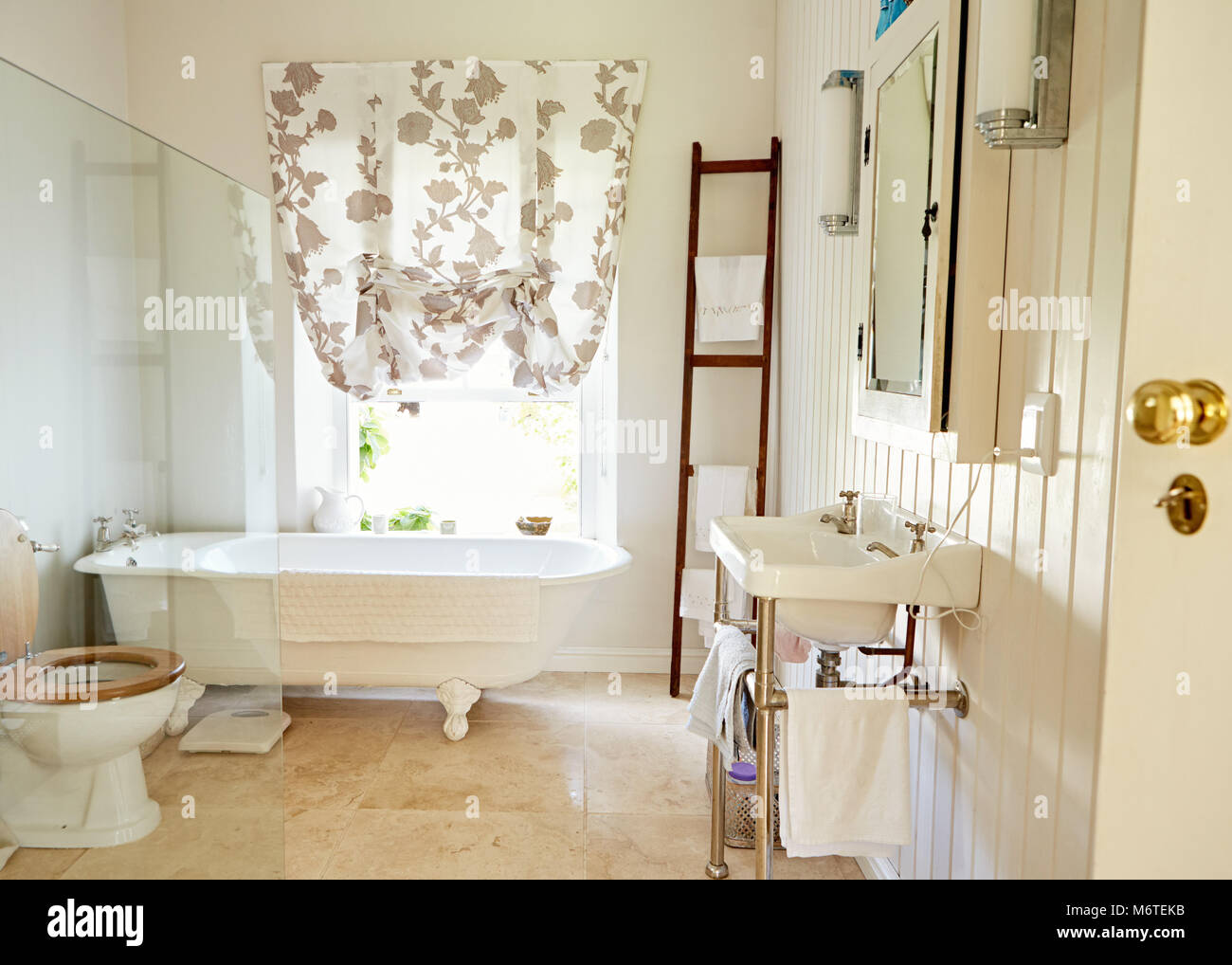 Interior of a spacious country style bathroom Stock Photo