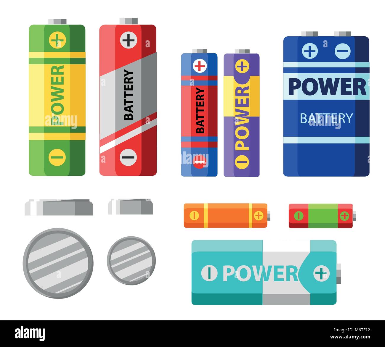 Battery pack. Primary cells or non-rechargeable batteries. Secondary cells or accumulators. Car battery. Illustration of the strength of the bank.vect Stock Vector