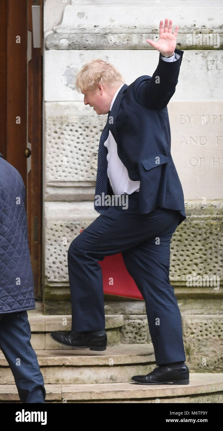 Foreign Secretary Boris Johnson arriving at the Foreign & Commonwealth Office, London. Stock Photo