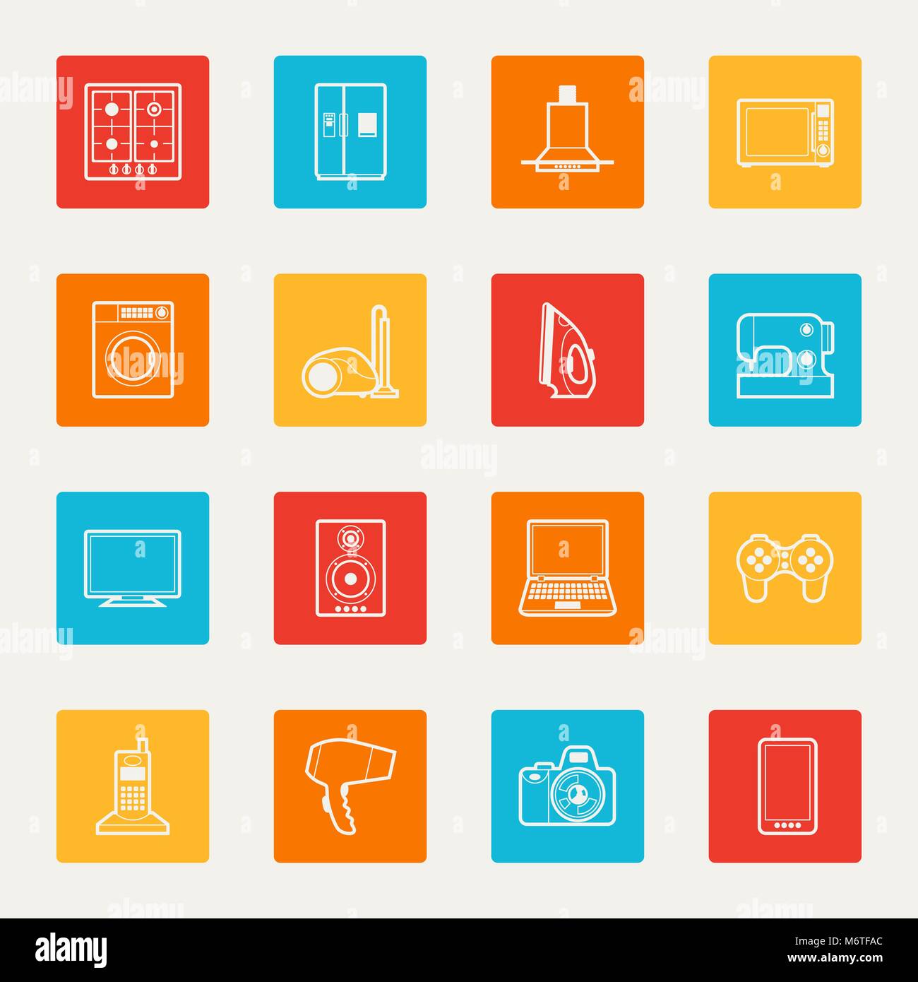 Set of home appliances and electronics icons Stock Vector
