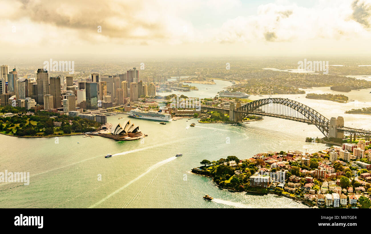 Sydney Harbour aerial view Stock Photo