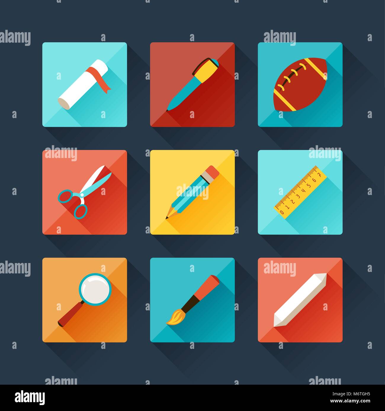 Set of education icons in flat design style Stock Vector