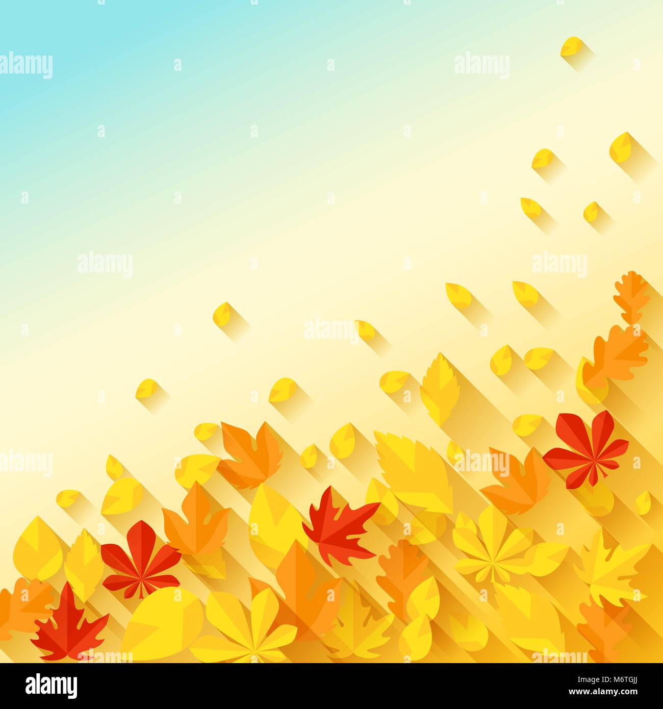 Background with autumn leaves in flat design style Stock Vector Image ...