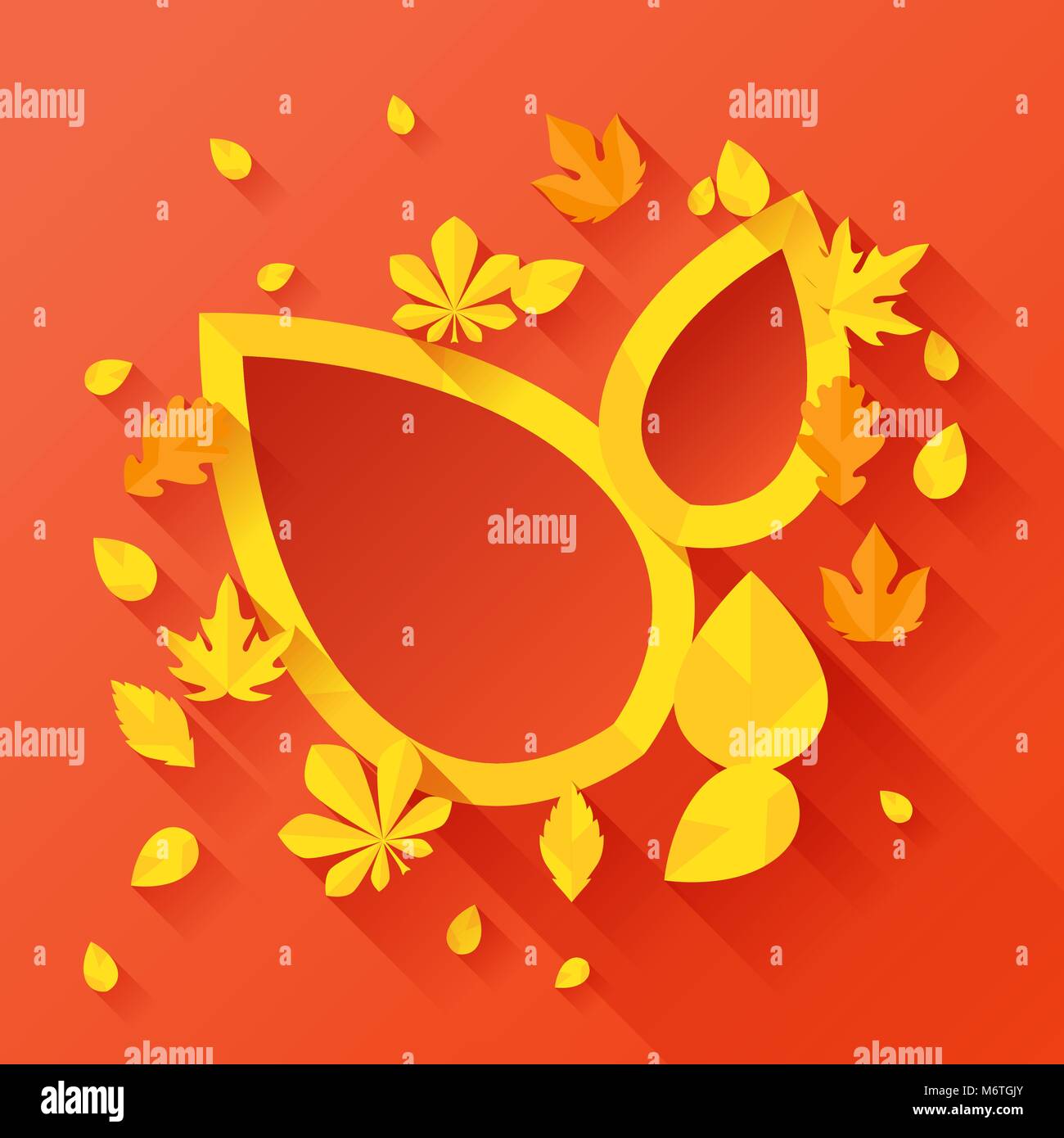 Background with autumn leaves in flat design style Stock Vector Image ...