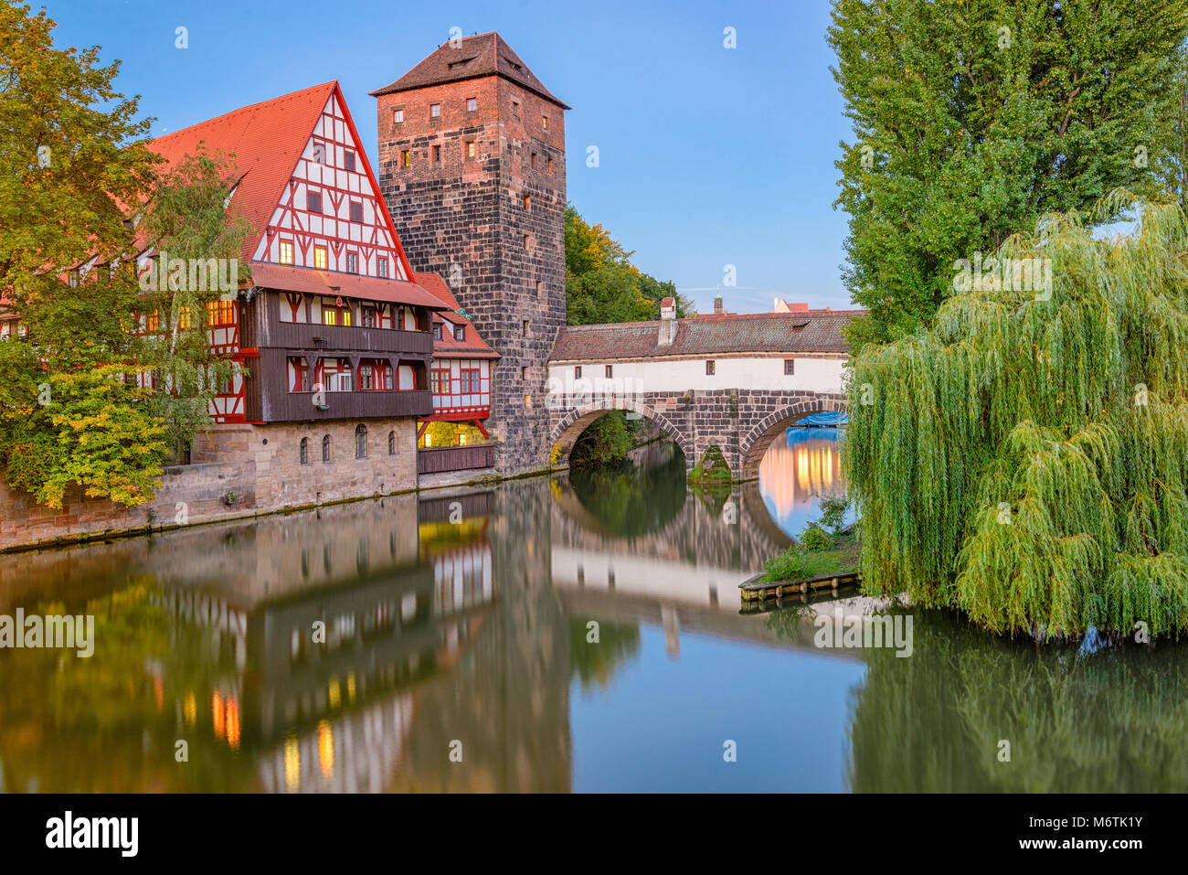 Nuremburg, Germany at Hangman's Bridge. Stock Photo