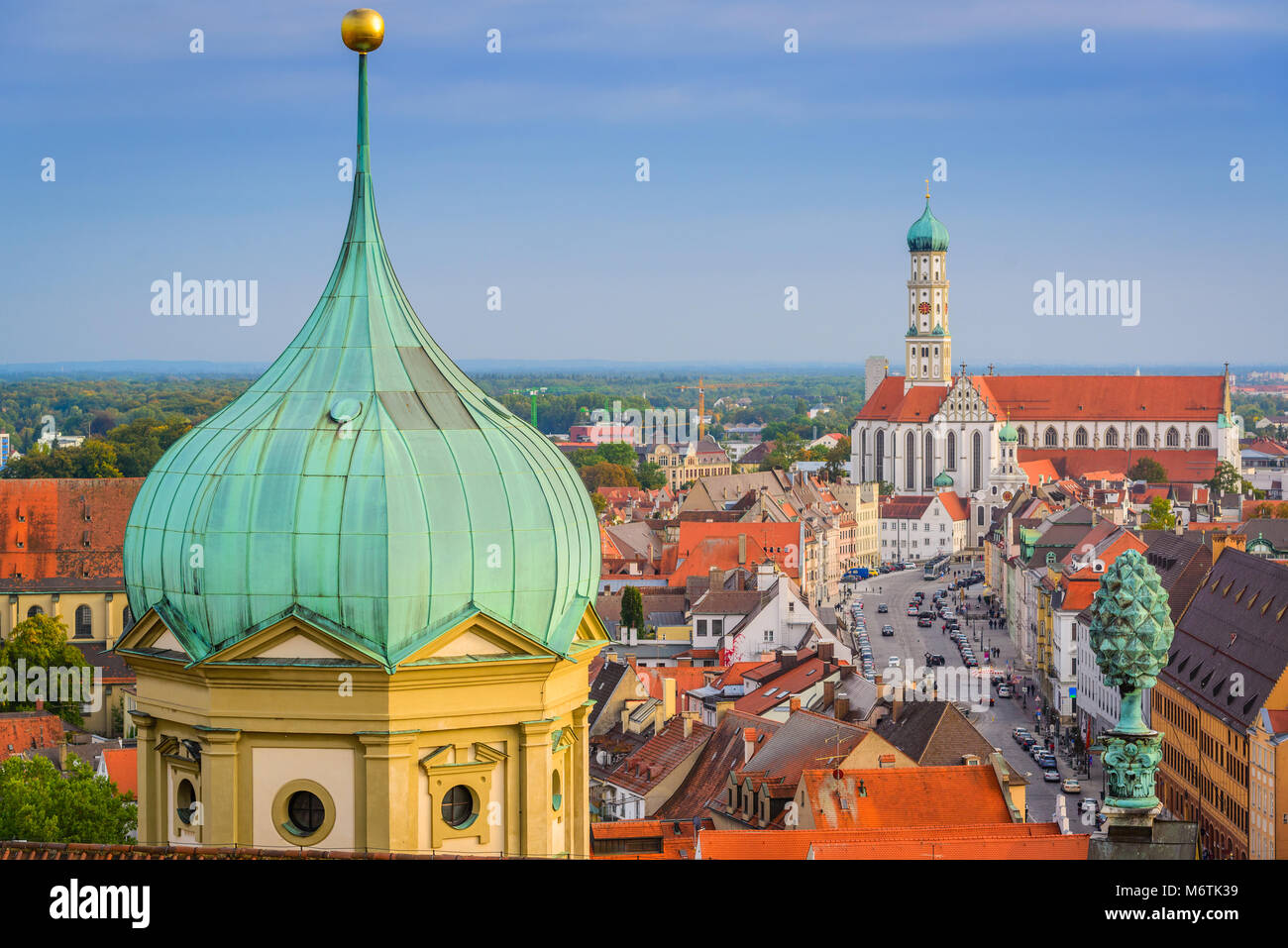 Augsburg, Germany skyline with cathedrals. Stock Photo