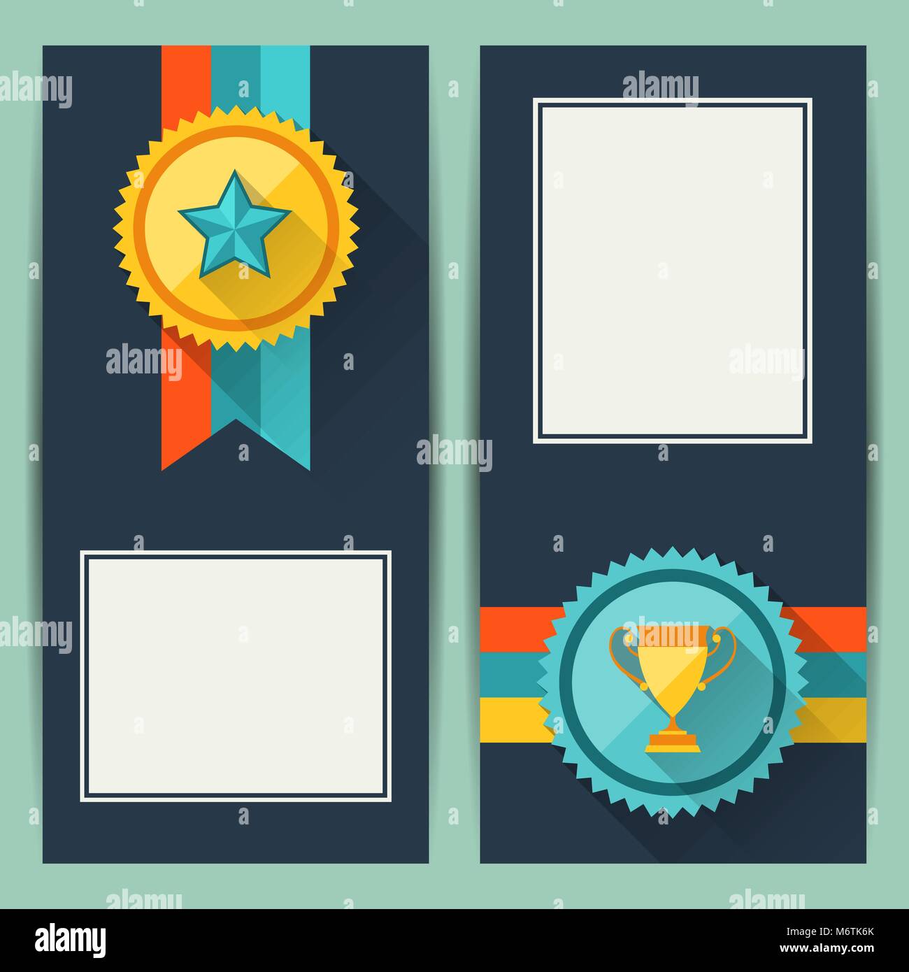 Certificate templates with trophies and awards Stock Vector
