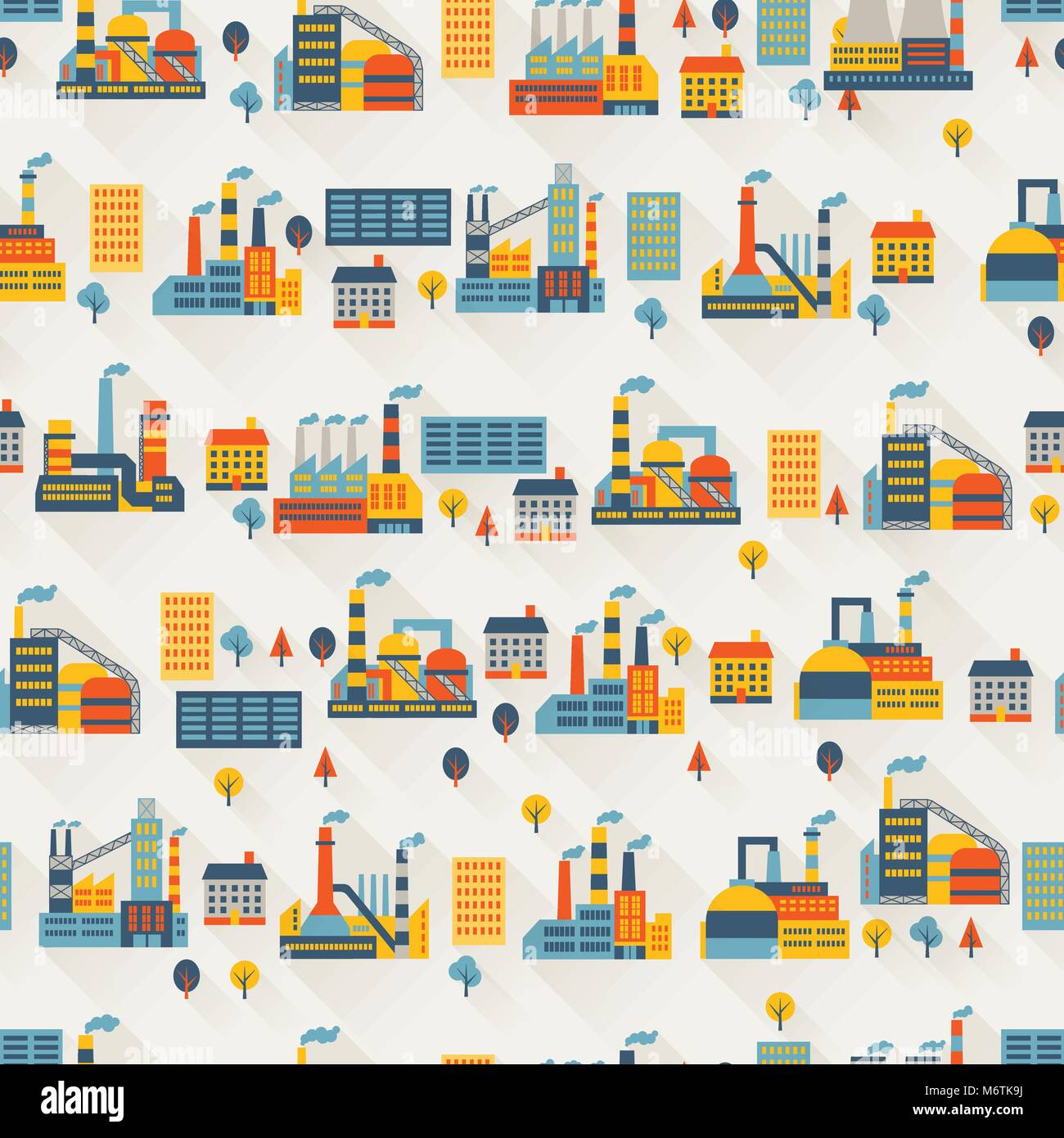 Industrial factory buildings seamless pattern Stock Vector Image & Art ...