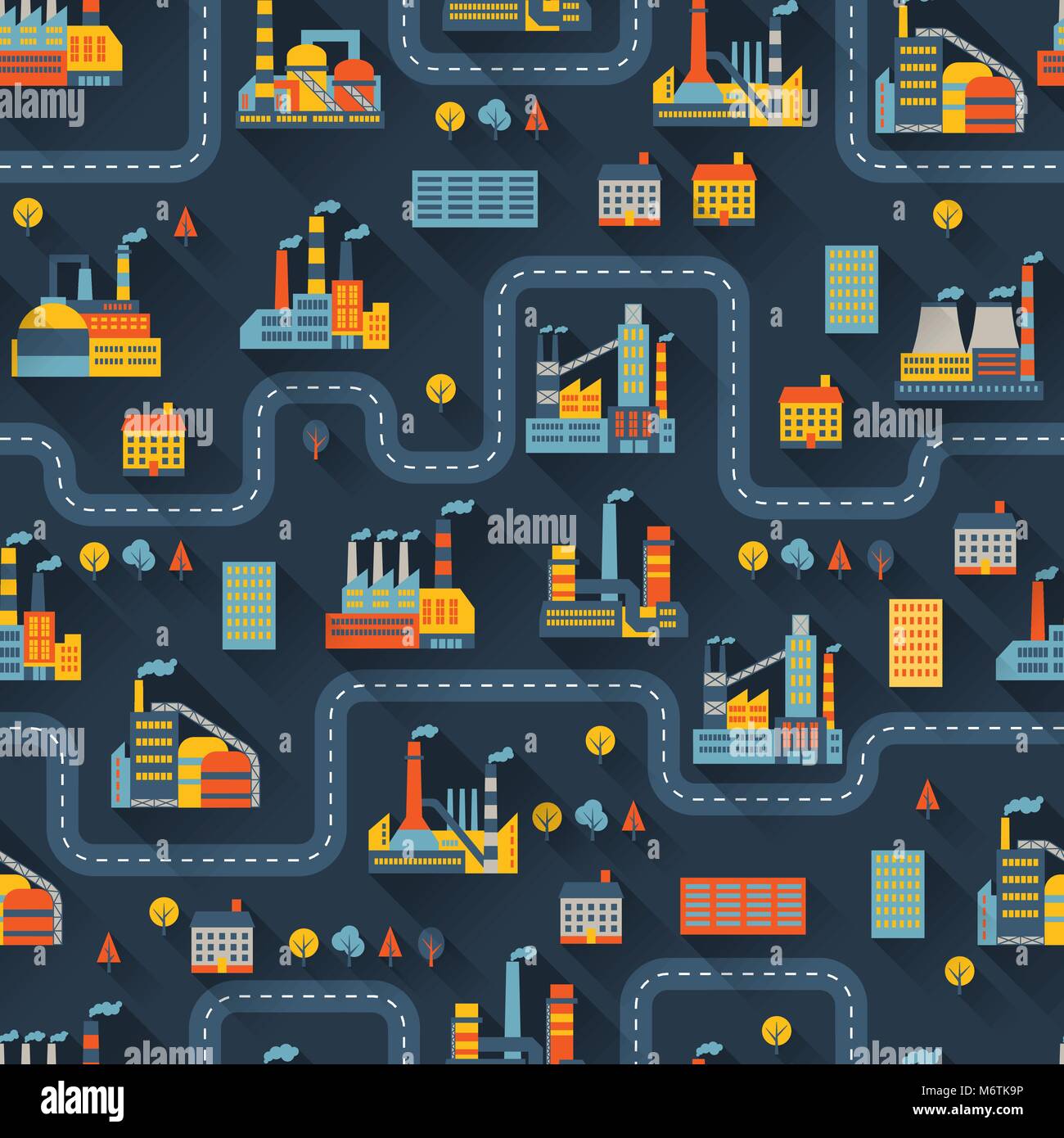 Industrial factory buildings seamless pattern Stock Vector Image & Art ...